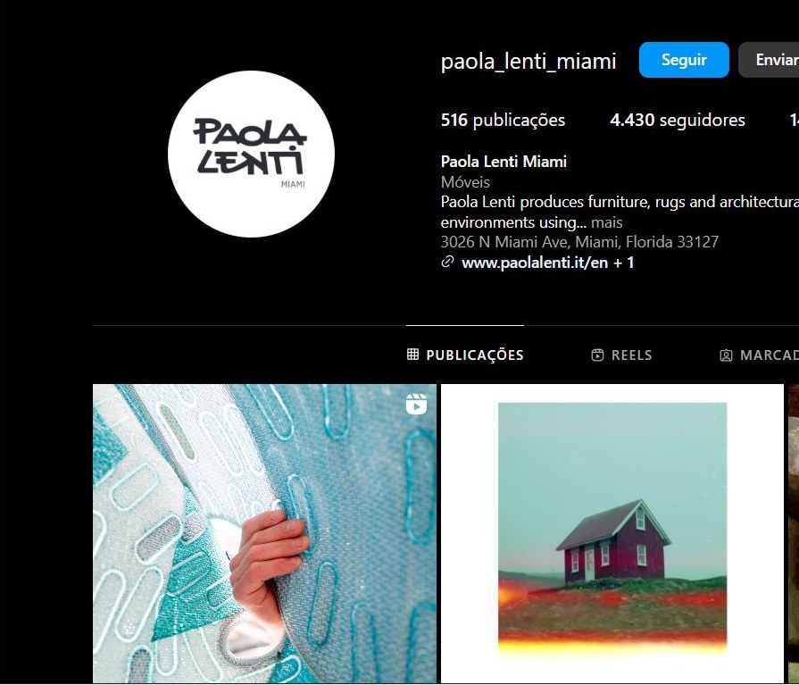 Perfil do cliente Paola Lenti Miami gerenciado pela SaveMe Media